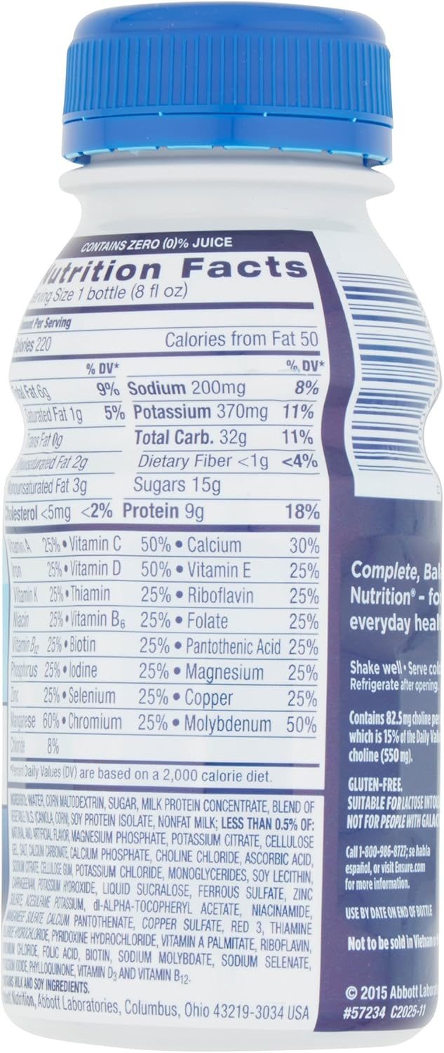 Strawberry Ensure Original Nutrition Shake, 8 Ounces, Pack of 6