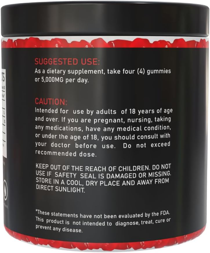 Strawberry Flavored Creatine Monohydrate Gummies - 120 Gummies, 30 Servings for Muscle Mass & Strength - Zero Sugar, 100% Pure