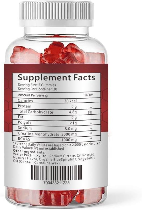Strawberry Flavoured AYNIOS Creatine Monohydrate Gummy 5000mg - 90 Chewable Gummies for Strength and Muscle Building - Pre Workout Supplement for Energy - Men & Women's Gym Supplement