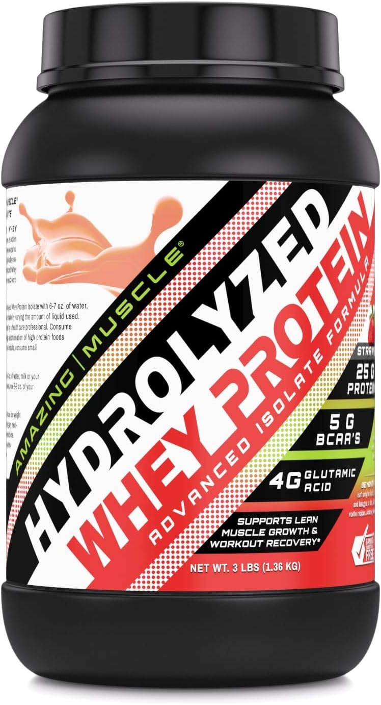 Strawberry Hydrolyzed Whey Protein Isolate for Lean Muscle Growth & Recovery