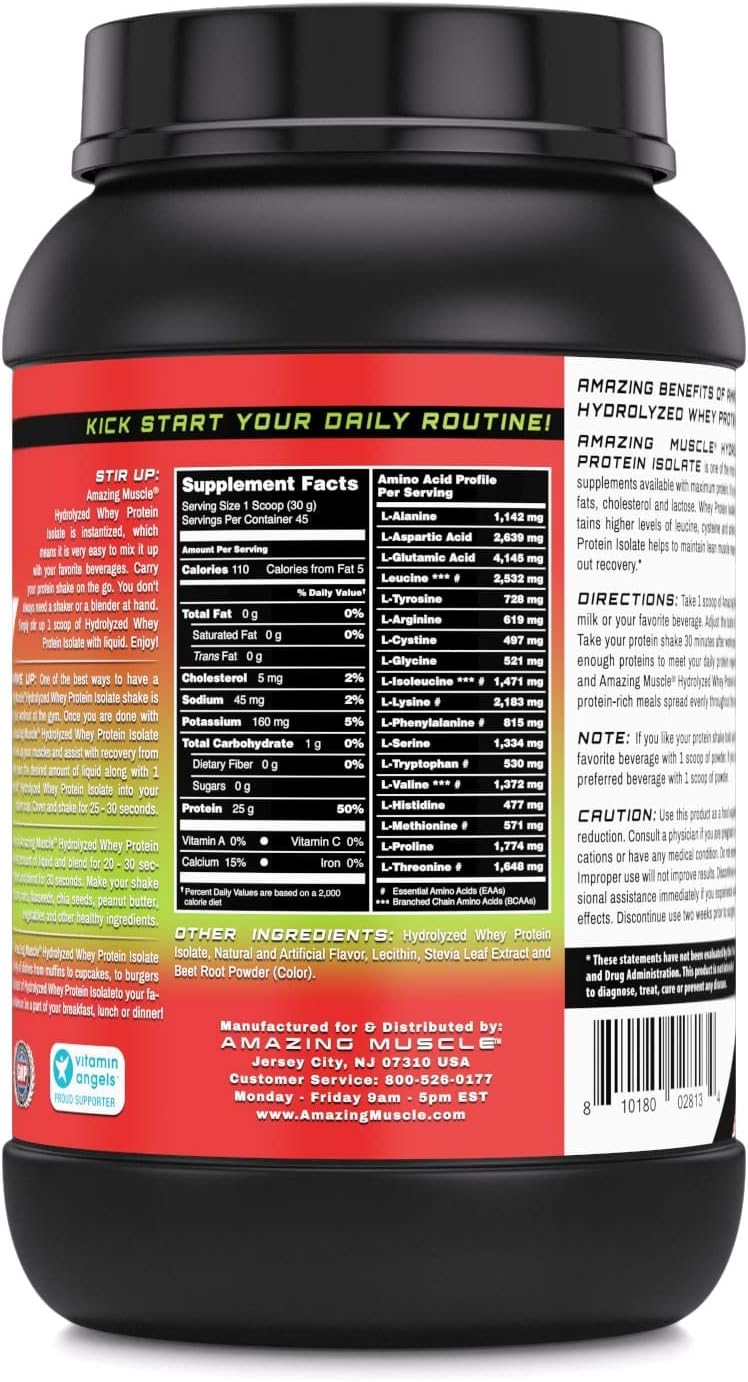 Strawberry Hydrolyzed Whey Protein Isolate for Lean Muscle Growth & Recovery