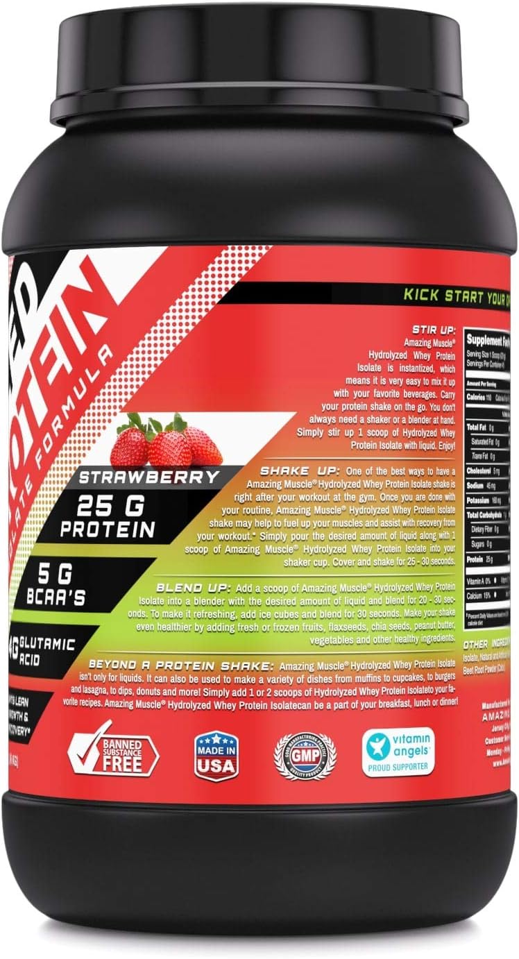 Strawberry Hydrolyzed Whey Protein Isolate for Lean Muscle Growth & Recovery