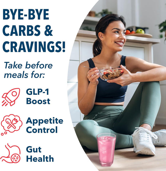 Strawberry Kiwi GLP-1 Booster Drink Mix - Carb Blocking & Craving Control - Sugar-Free Keto Support for Longer Fullness & Digestion