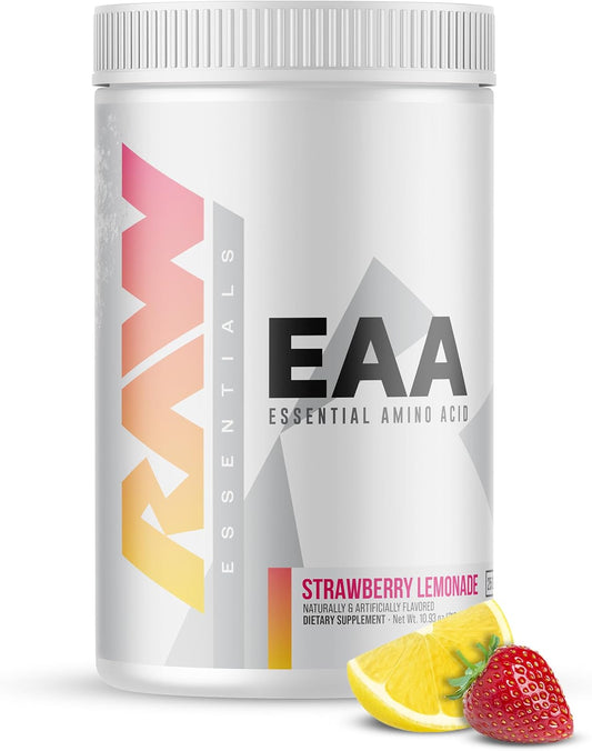Strawberry Lemonade EAA Amino Acids Powder - Pre Workout Energy Supplement for Strength, Endurance, Recovery & Lean Muscle Growth - BCAA Supplement, 25 Servings