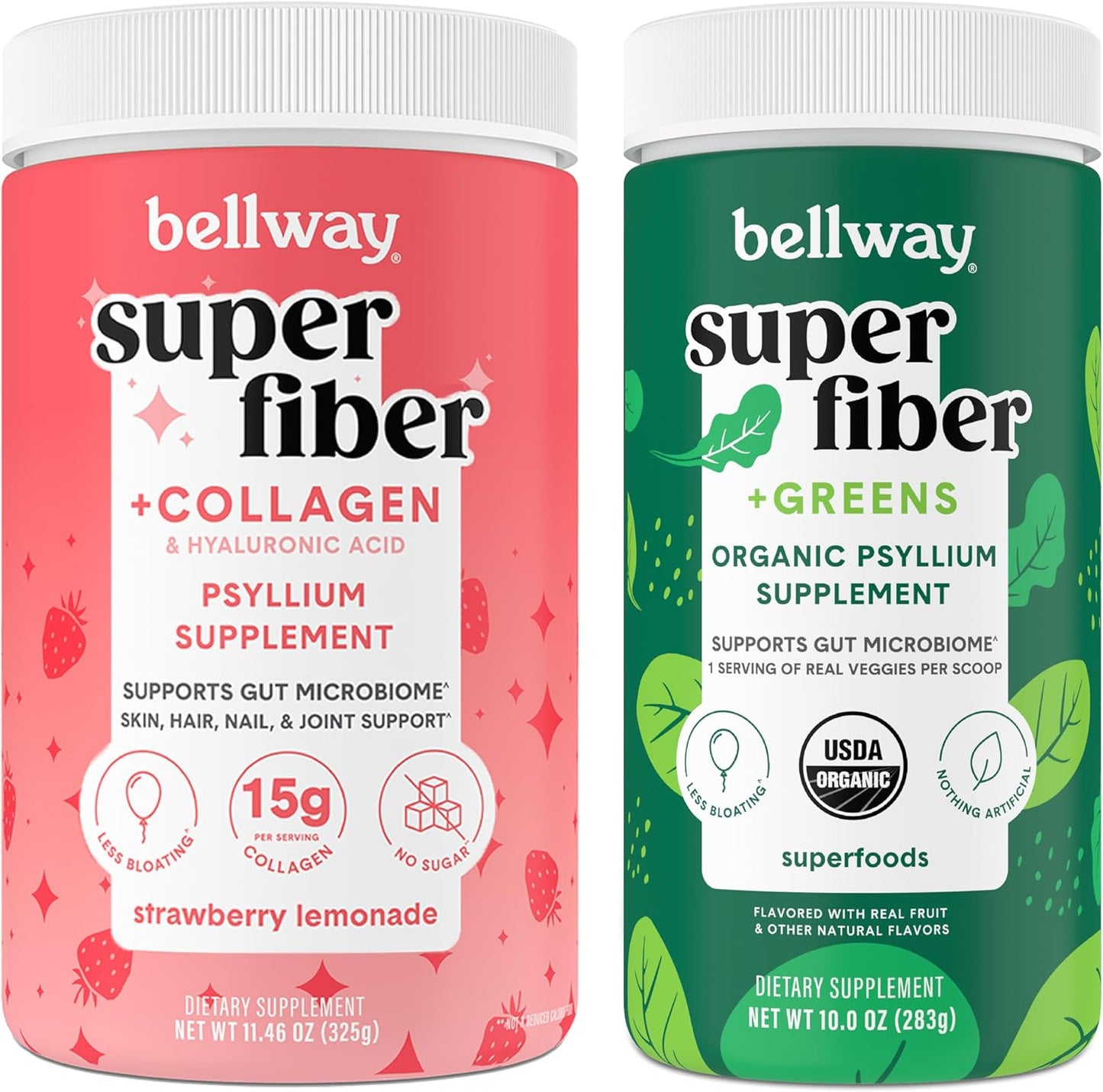 Strawberry Lemonade Super Fiber Powder with Collagen and Greens by Bellway