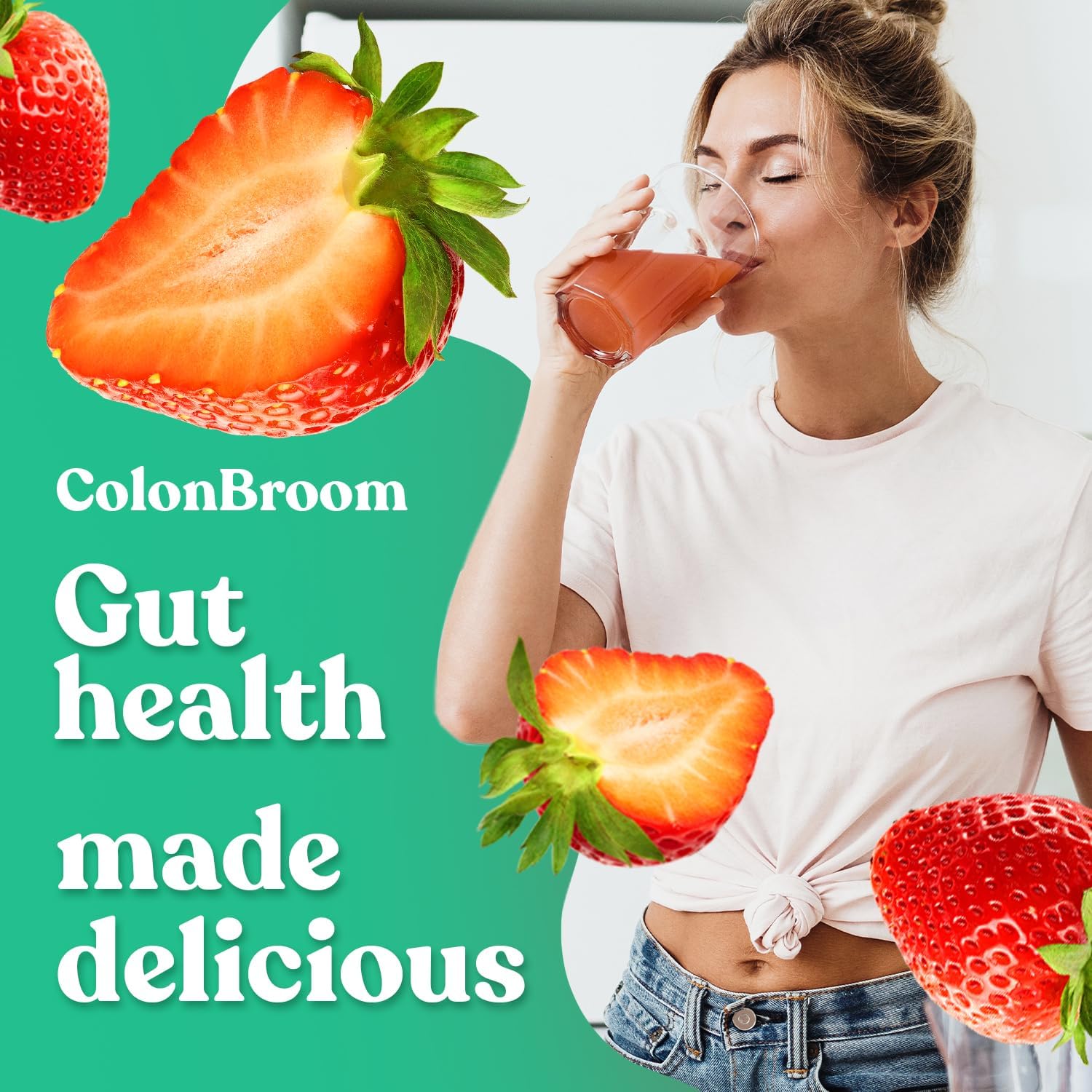 Strawberry Psyllium Husk Powder for Colon Cleanse & Gut Health - Vegan, Gluten Free Fiber Supplement (50 Servings)