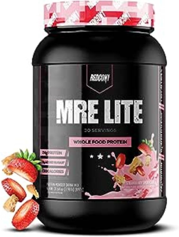 Strawberry Shortcake MRE Lite Protein Powder - Low Carb Meal Replacement with Animal Protein Blends - Easy to Digest & Made with MCT Oils (30 Servings)