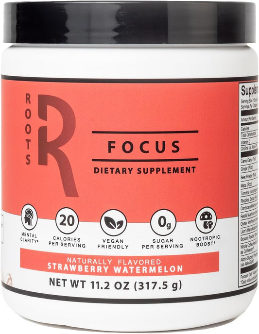 Strawberry Watermelon Nootropic Brain Supplement with Lion's Mane, Cordyceps, Reishi Mushrooms & Extended-Release Caffeine
