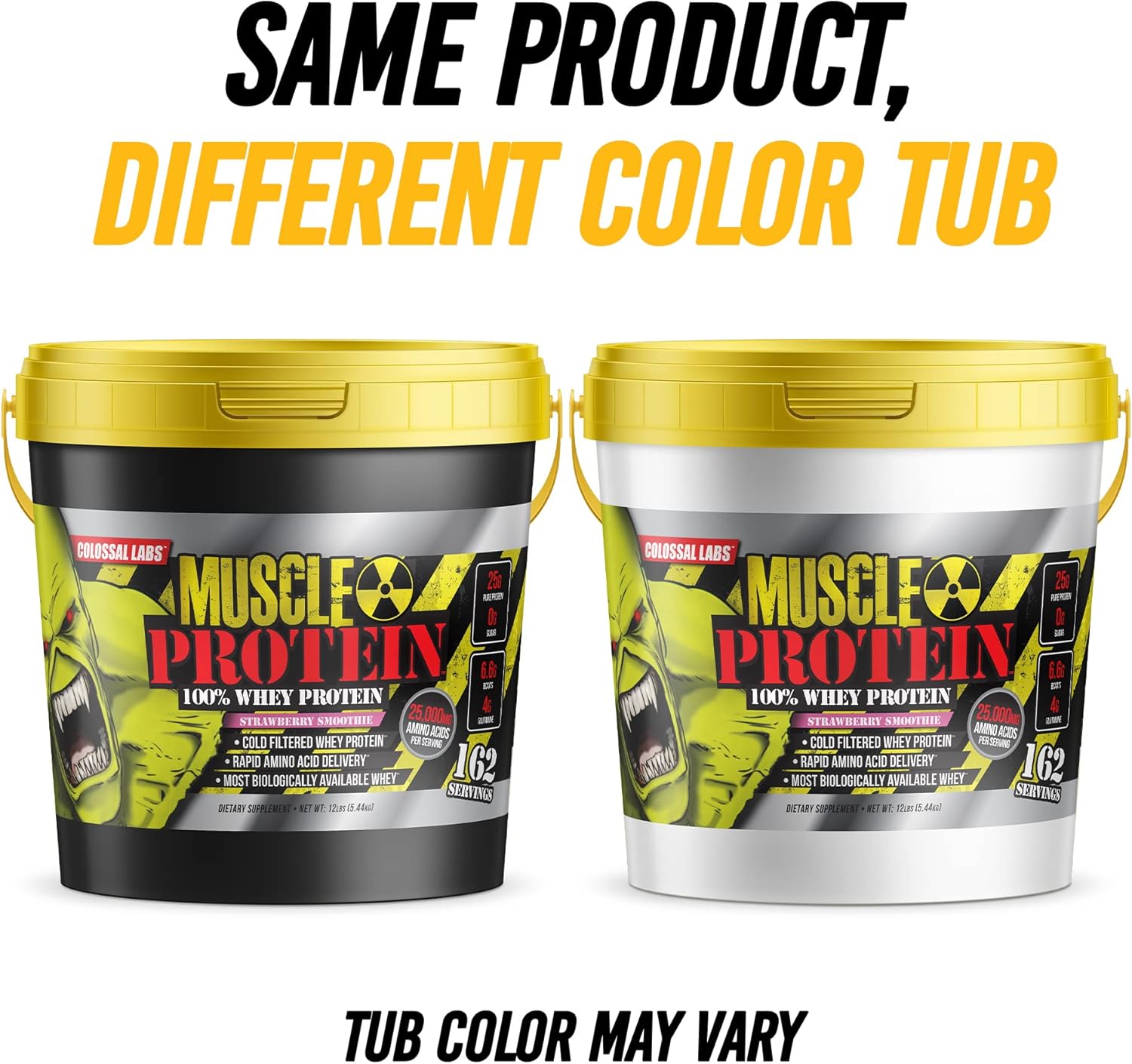 Strawberry Whey Protein Powder - 12 lbs, Cold Filtered, 25g Protein, 6.6g BCAAs - COLOSSAL LABS