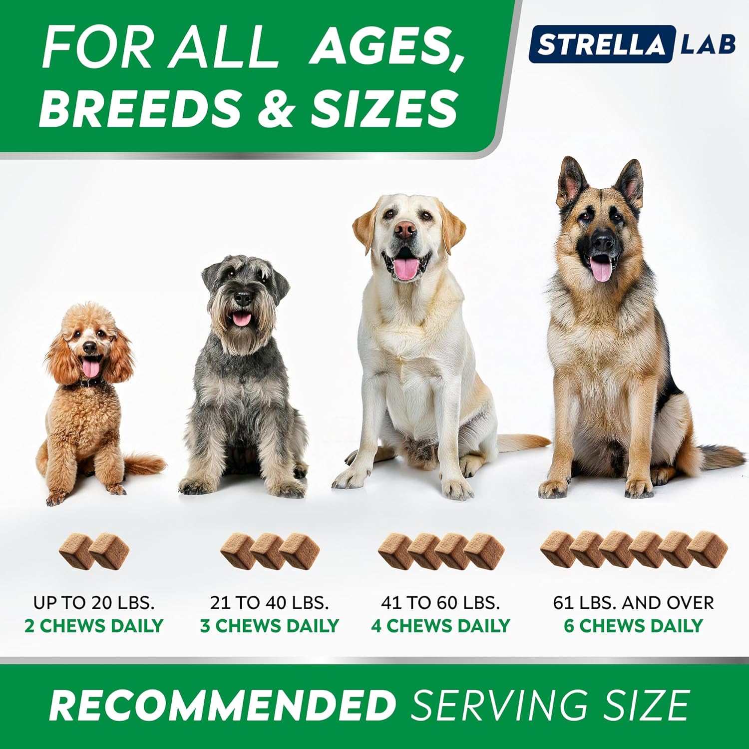 StrellaLab Dog Allergy Relief Chews with Omega 3: Skin & Coat Immune Support Supplement - 180 Ct Made in USA