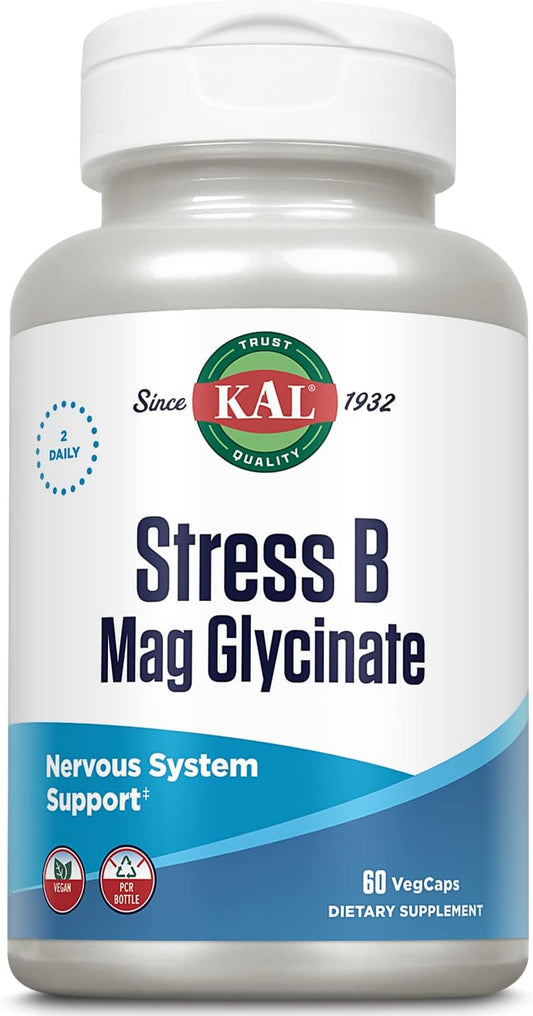 Stress B Complex with Magnesium, Active B Vitamins, Coenzyme B-6, Methylcobalamin, Folate, Mood & Relaxation Support, 60 VegCaps