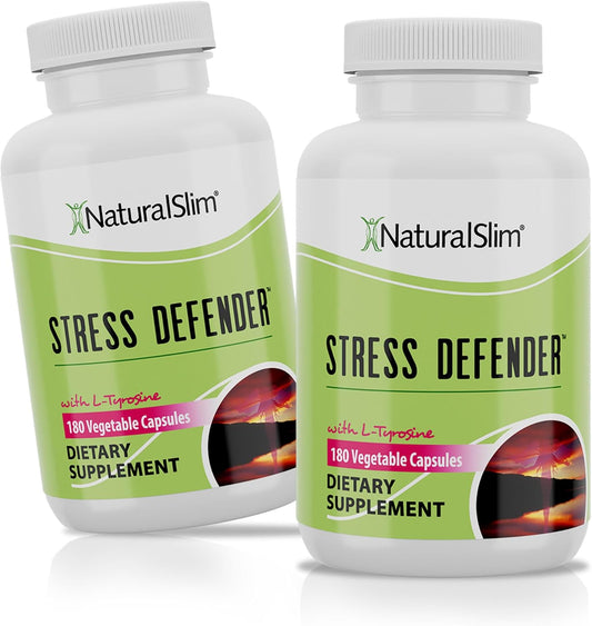 Stress Defender L Tyrosine & Vitamin B5 Natural Supplements - Energy & Focus Support - 180 Capsules (2 Pack)