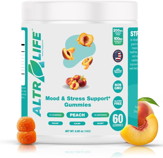 Stress Relief Gummies with Kava Kava, Rhodiola Rosea & Magnesium - Calm Mood, Focus, Sleep Support - Cortisol Supplements - 30 Servings