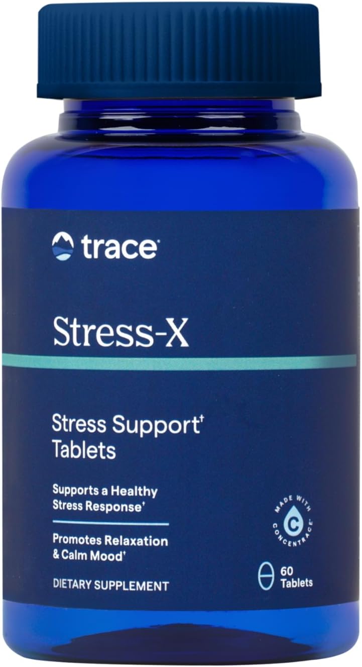Stress-X Dietary Supplement with Fiber, Trace Minerals, and Vitamins - Magnesium for Sleep Support - 60 Tablets