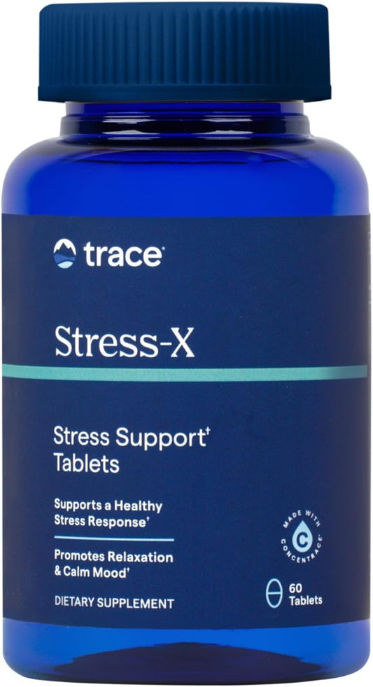 Stress-X Dietary Supplement with Fiber, Trace Minerals, and Vitamins - Magnesium for Sleep Support - 60 Tablets