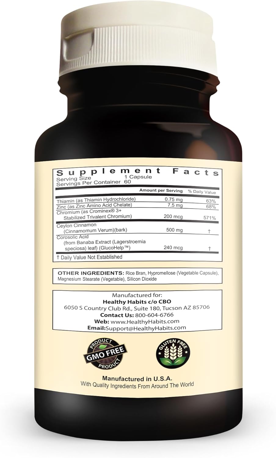 StrictionD with Glucohelp Banaba Extract, Ceylon Cinnamon, and Crominex 3 for Promoting Healthy Habits