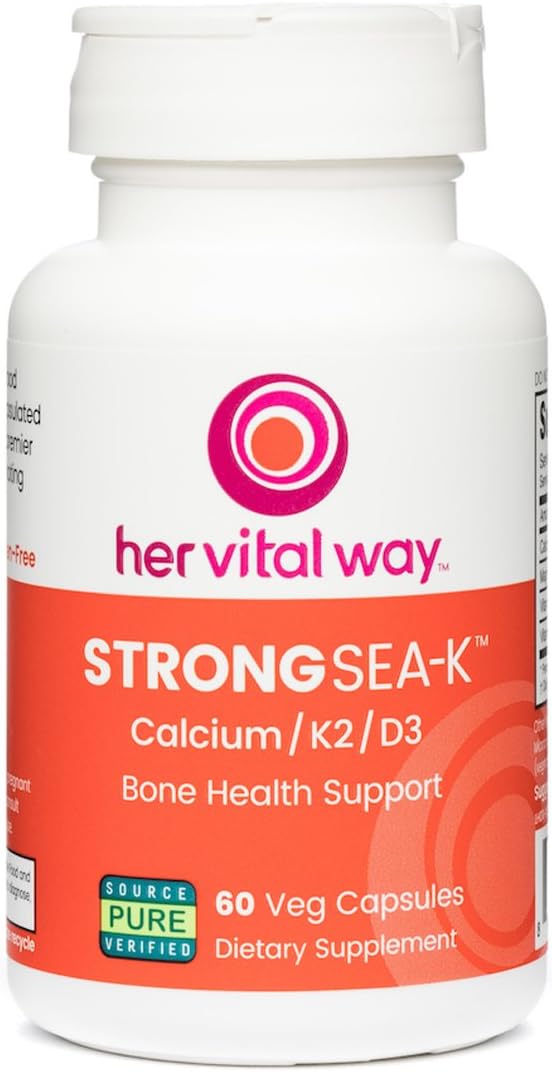 Strong Sea-K Whole Food Calcium Supplement with K2, D3, and Trace Minerals for Comprehensive Bone Health - 60 Capsules