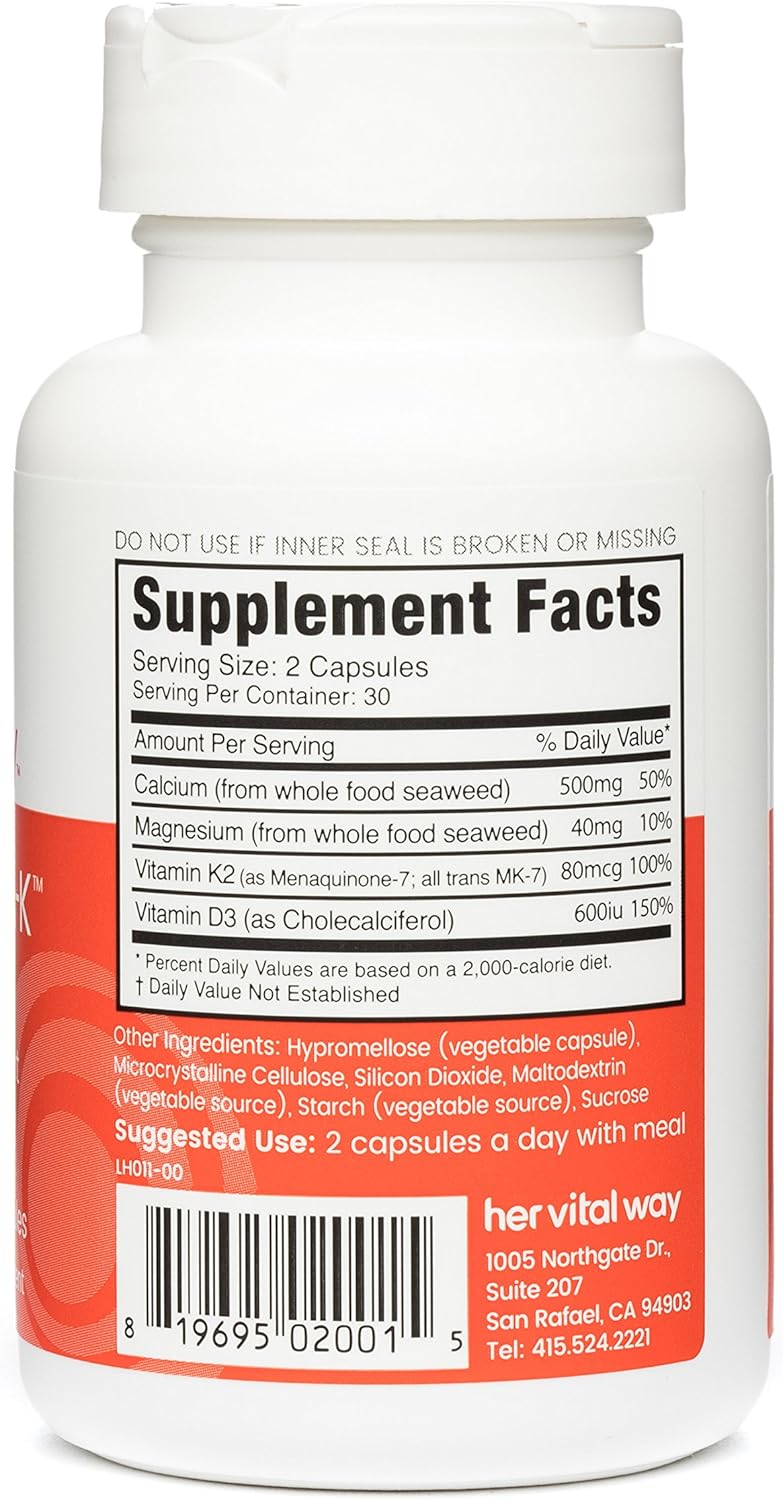 Strong Sea-K Whole Food Calcium Supplement with K2, D3, and Trace Minerals for Comprehensive Bone Health - 60 Capsules