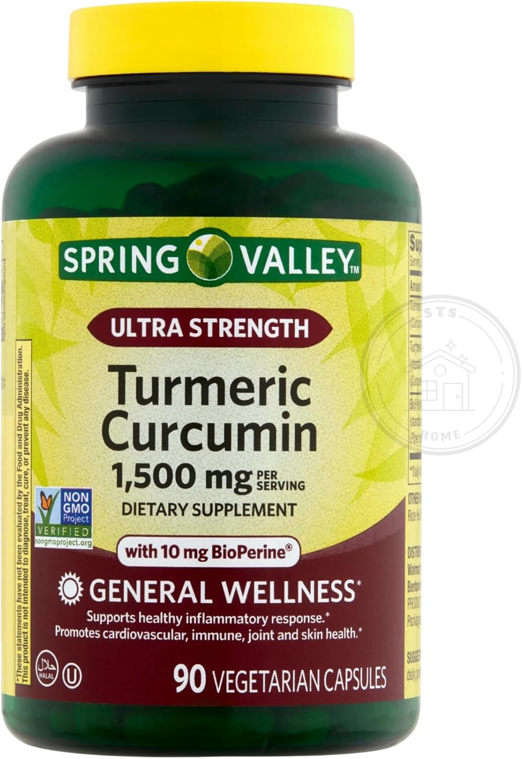 STS Home Spring Valley Turmeric Curcumin Supplement 1500mg 90 Count with STS Sticker for Ultra Strength