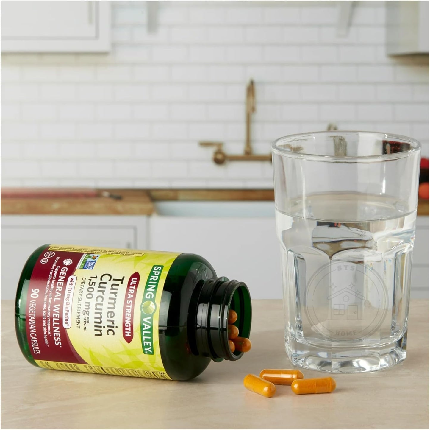 STS Home Spring Valley Turmeric Curcumin Supplement 1500mg 90 Count with STS Sticker for Ultra Strength