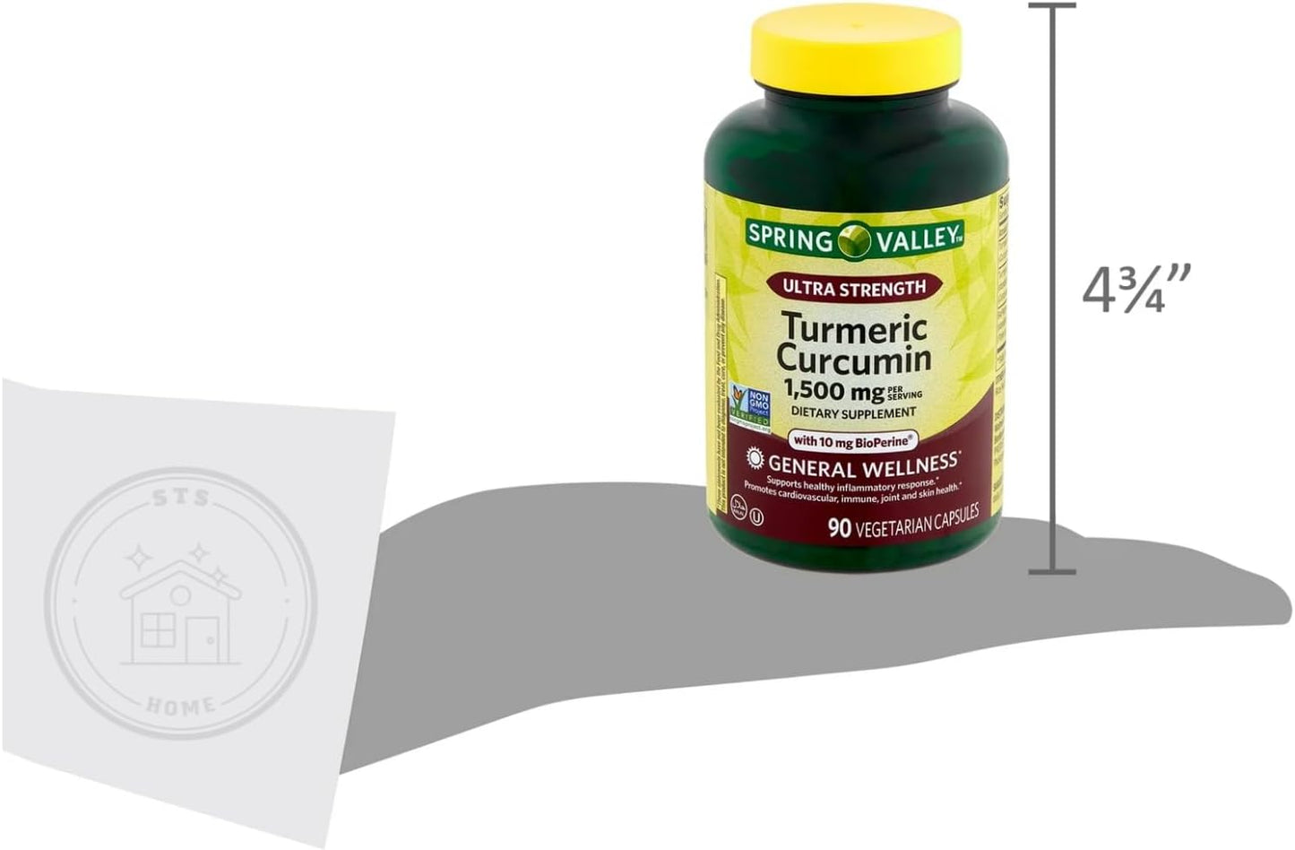 STS Home Spring Valley Turmeric Curcumin Supplement 1500mg 90 Count with STS Sticker for Ultra Strength