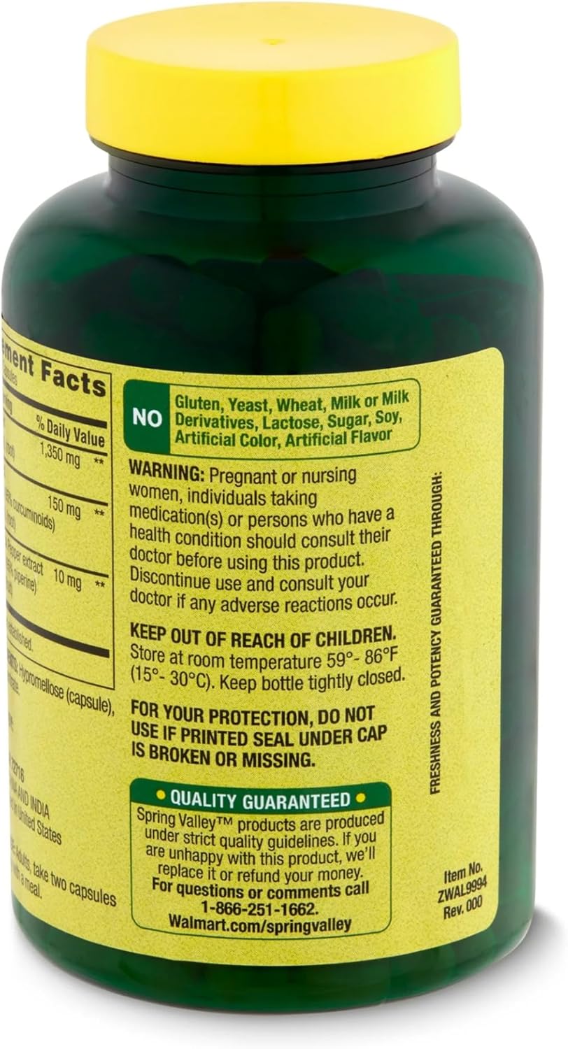 STS Home Spring Valley Turmeric Curcumin Supplement 1500mg 90 Count with STS Sticker for Ultra Strength