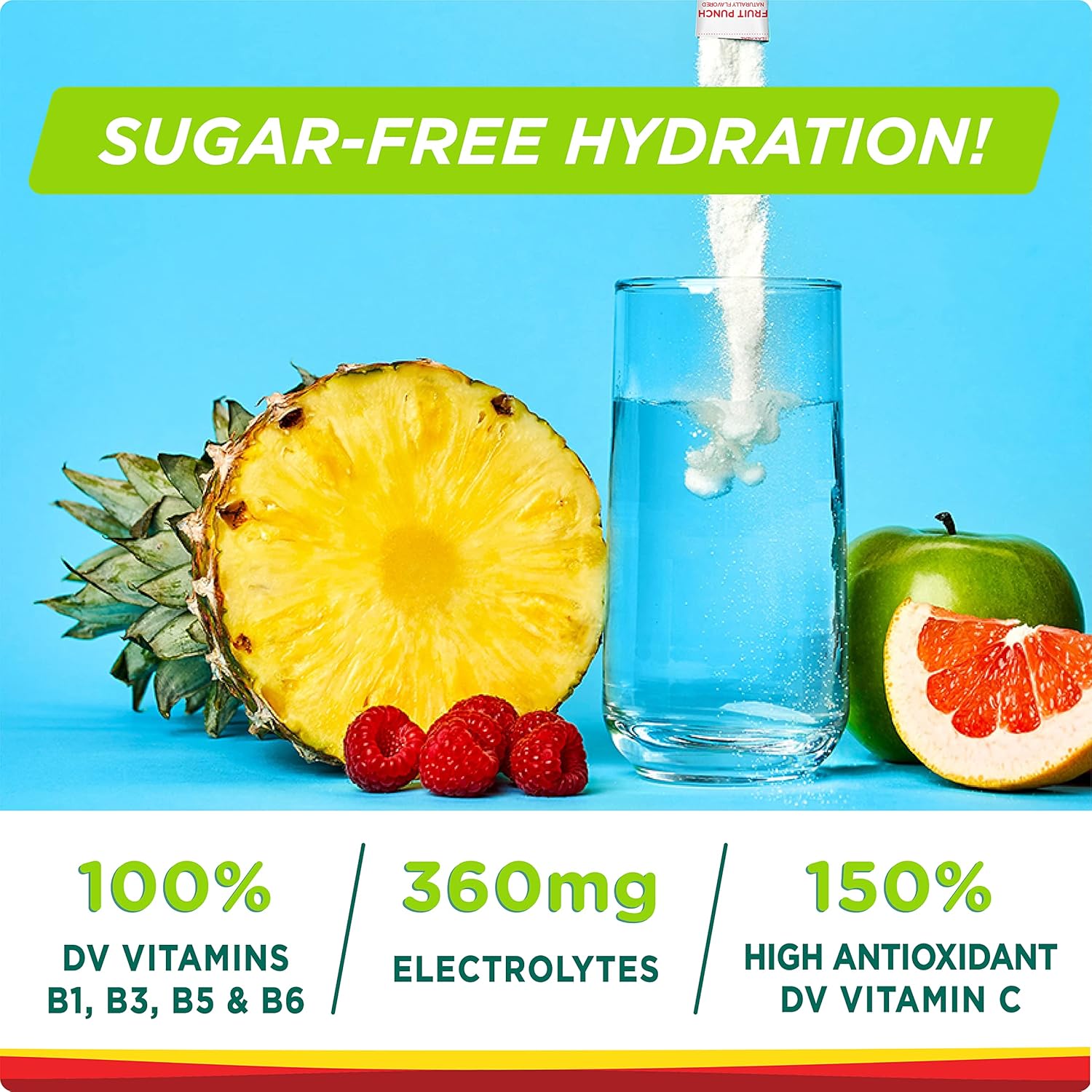 Stur Electrolytes Powder Hydration Packets - Fruit Punch Flavor for Workout Recovery - Sugar-Free with Antioxidants and B Vitamins - Keto, Vegan, Non-GMO, Paleo - 96 Packets