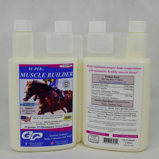 SU-PER Muscle Builder Equine Supplement - Enhances Muscle Training and Performance - 1 Quart, (2 Pack)