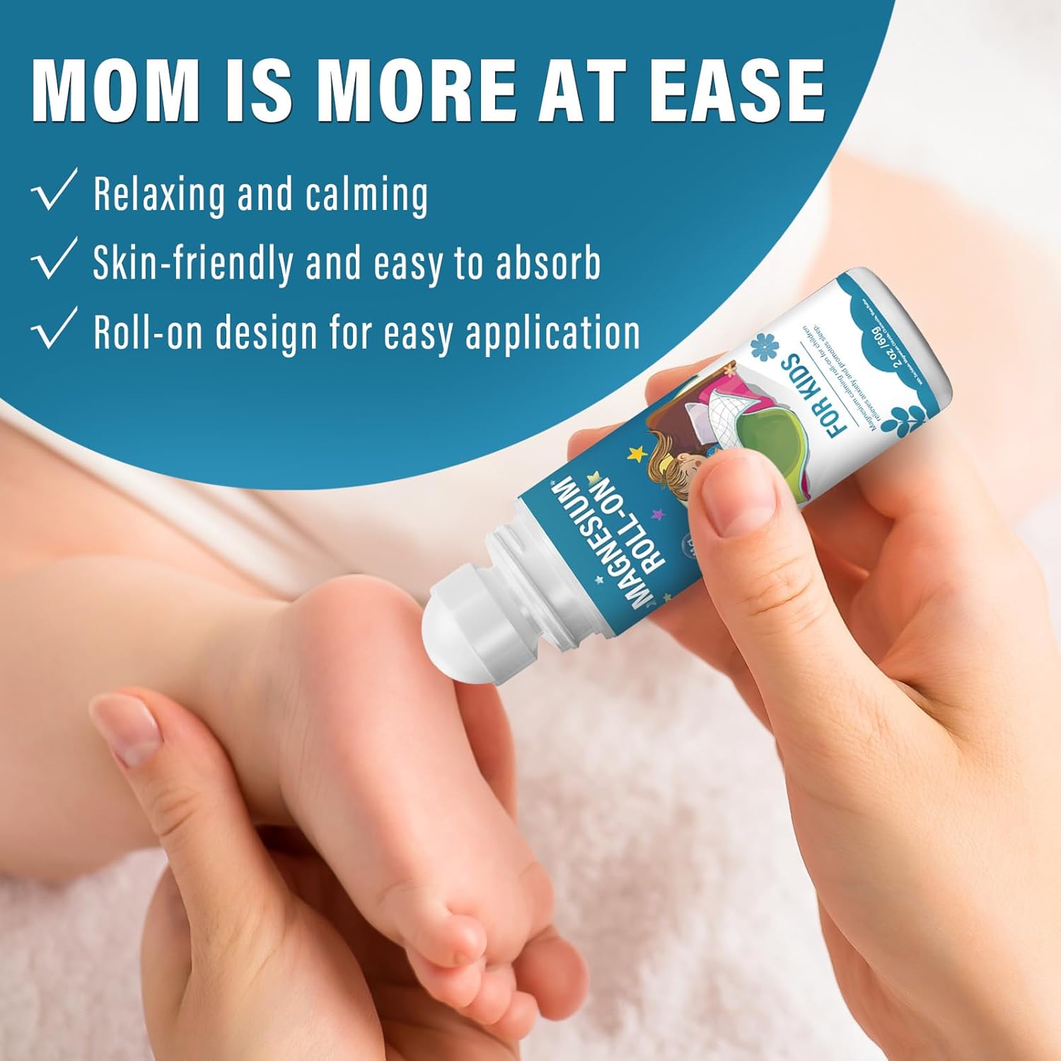 SudopoABAB Kids Magnesium Lotion & Roll-On for Calm Sleep - Natural Topical Cream to Support Balanced Mood and Bedtime Relaxation