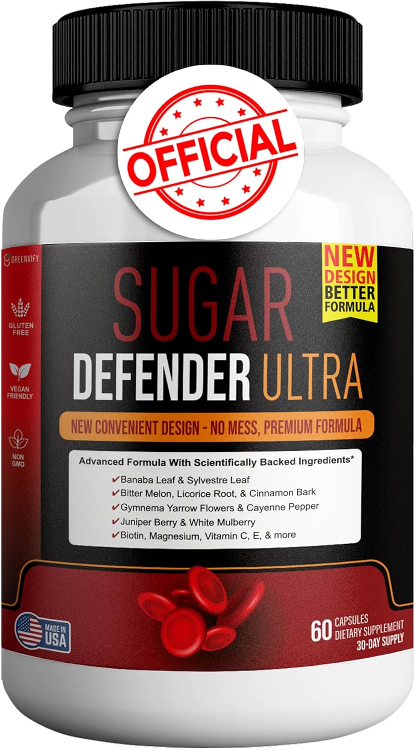 Sugar Defender Ultra - Advanced Formula with Vitamins, Minerals, Banaba Leaf - 60 Capsules, Vegan & Non-GMO