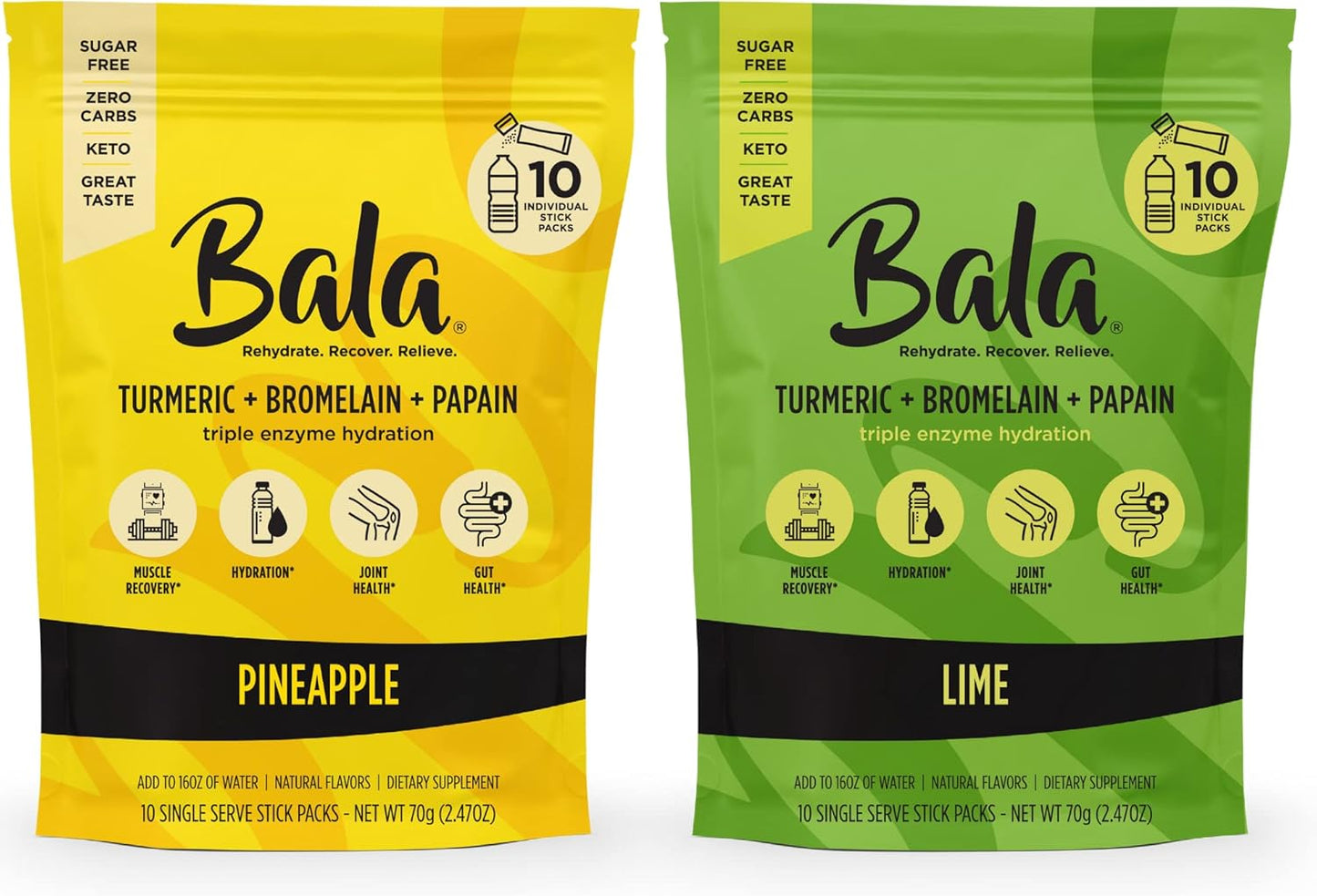 Sugar-Free BALA Electrolyte Powder Packets for Post-Workout Muscle Recovery and Hydration - 20 Pack Bundle with Keto-Friendly Ingredients