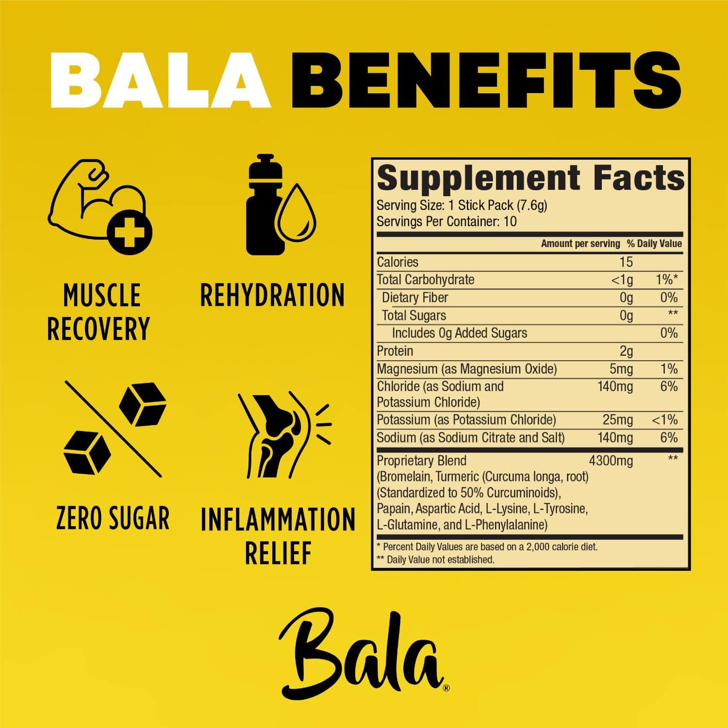 Sugar-Free BALA Electrolyte Powder Packets for Post-Workout Muscle Recovery and Hydration - 20 Pack Bundle with Keto-Friendly Ingredients