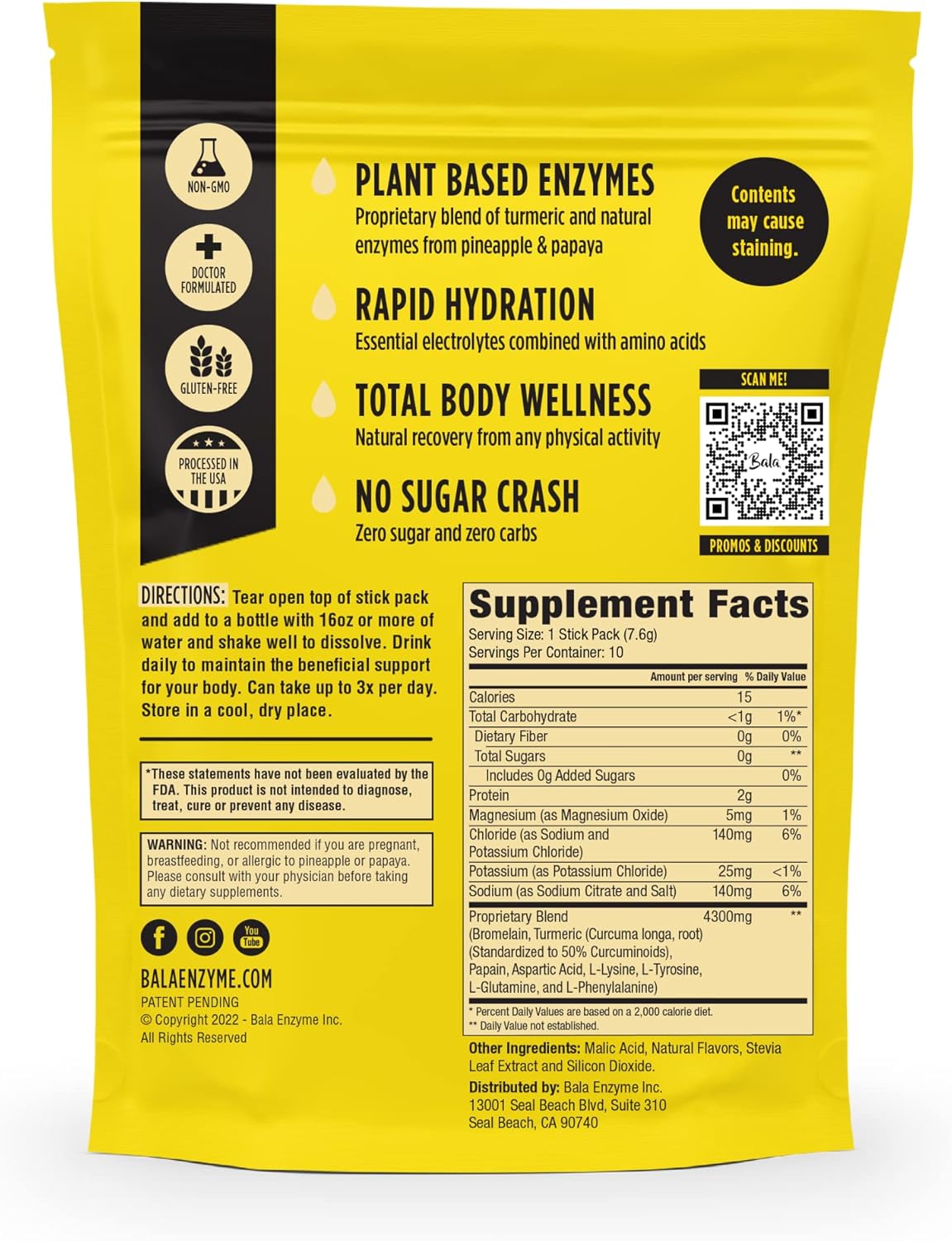 Sugar-Free BALA Electrolyte Powder Packets for Post-Workout Muscle Recovery and Hydration - 20 Pack Bundle with Keto-Friendly Ingredients