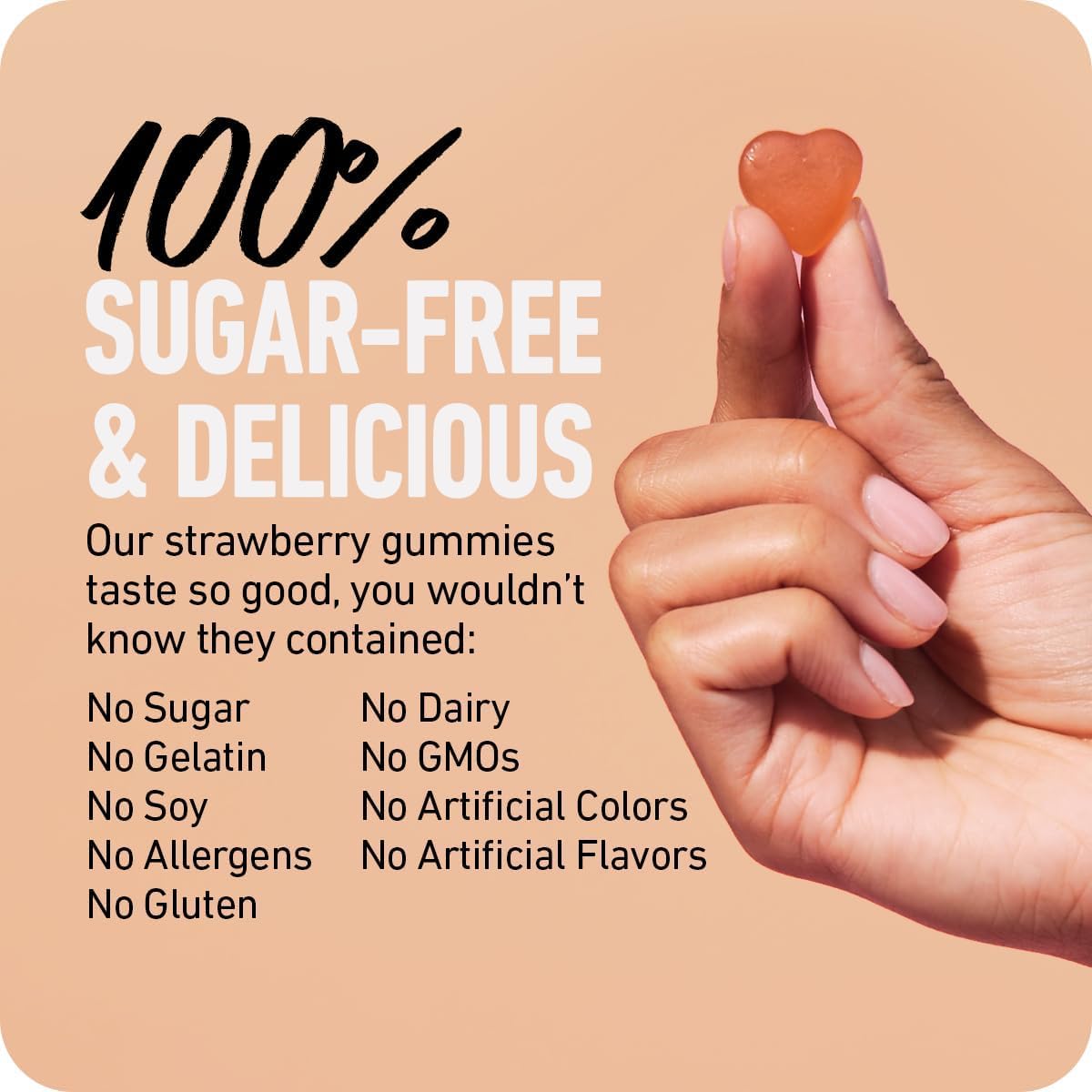 Sugar-Free Biotin Gummies for Hair Growth, Skin, and Nails - Fast-Acting Vegan Vitamins - 5000mcg Biotin - Natural Strawberry Flavor - 30-Day Supply