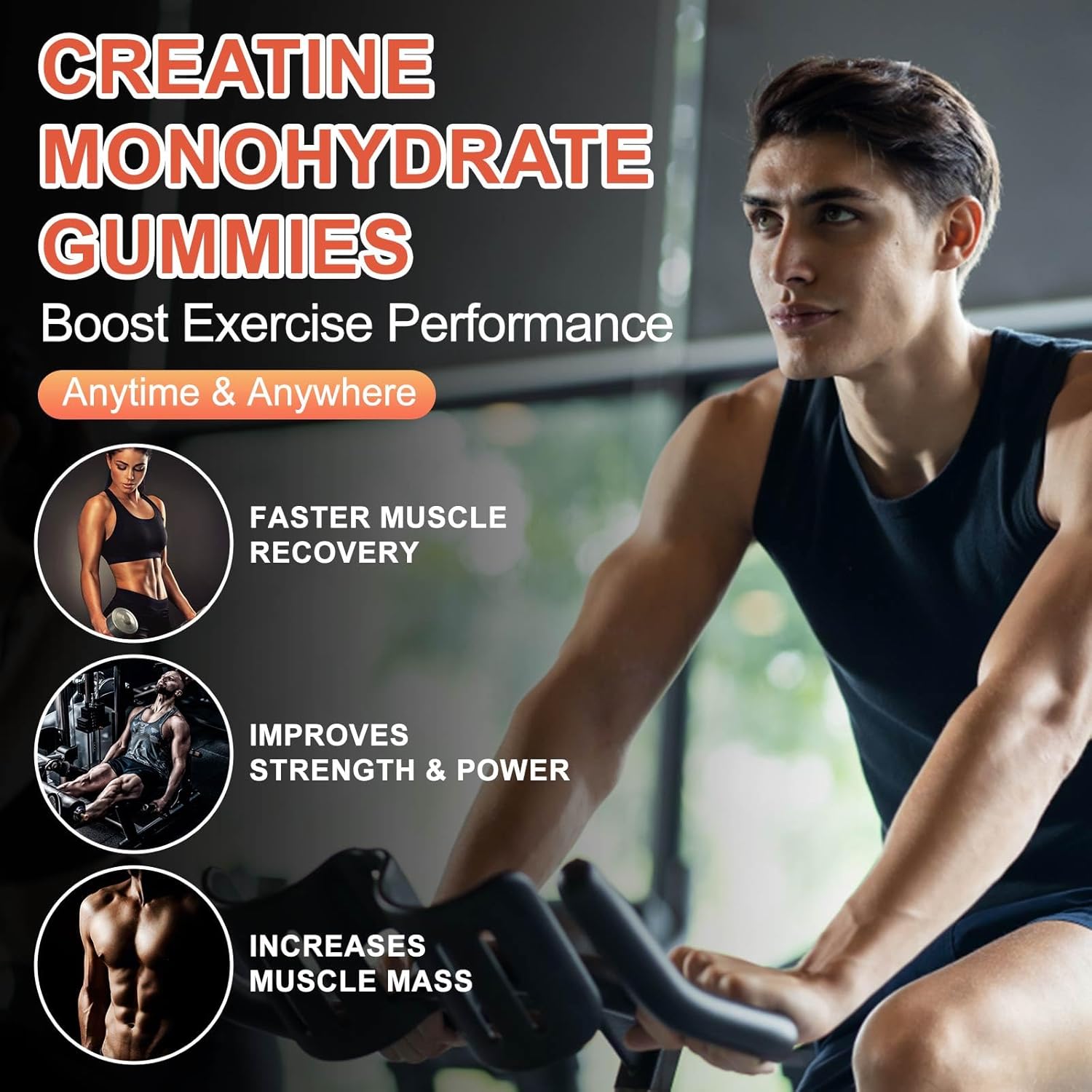 Sugar-Free Blueberry Strawberry Creatine Gummies 5600mg, 120CT - Muscle Support & Energy Boost for Men & Women, 5.6g Creatine Monohydrate per Serving