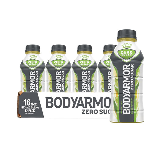 Sugar-Free BODYARMOR ZERO Lemon Lime Sports Drink - 16 fl oz (Pack of 12) - Low-Calorie Hydration with Electrolytes, Antioxidants, and B-vitamins