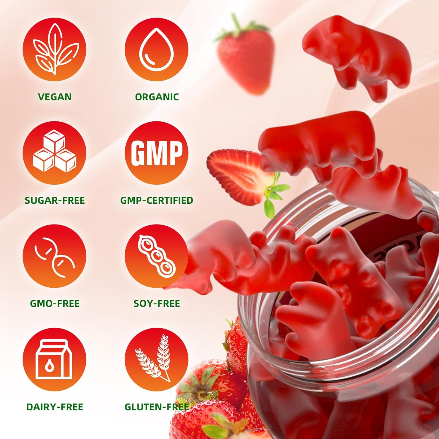 Sugar-Free Calcium Citrate Gummies 1000mg for Muscle Health - Strawberry Flavor - 60 Count - Adults & Kids Calcium Supplements