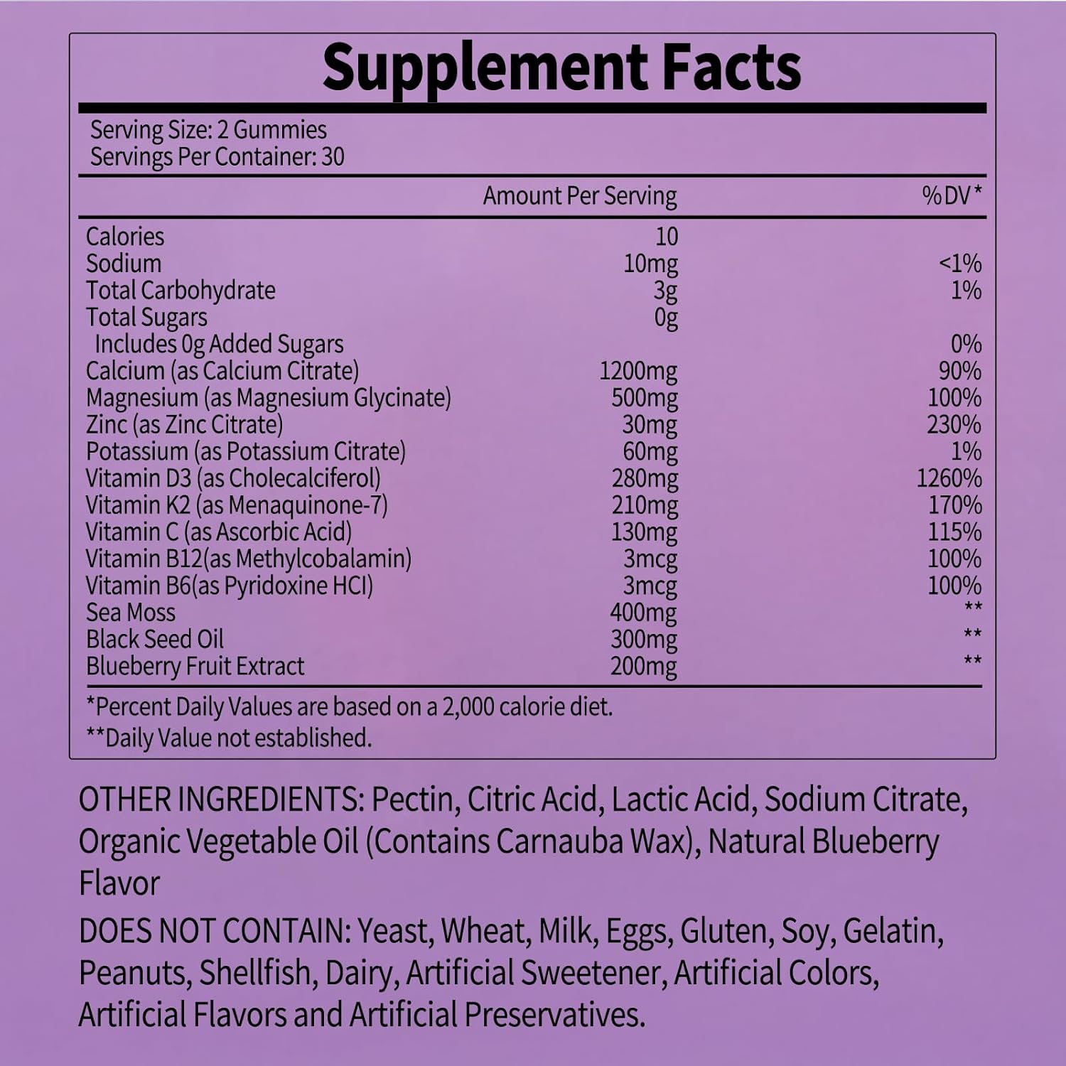 Sugar-Free Calcium Magnesium Zinc Gummies for Bone & Immune Support - 60 Count Blueberry Flavored Supplement for Women and Men - Made in USA