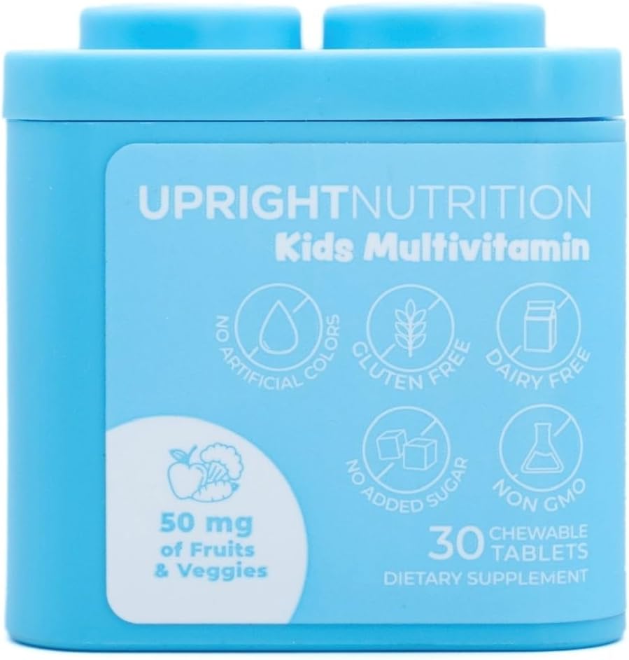 Sugar-Free Chewable Kids Multivitamin with Vitamins A, C, D3, E, K, B1, B2, B5, B7, & B12 - Calcium, Zinc, Magnesium - Fruit Punch Flavor - 30 Day Supply