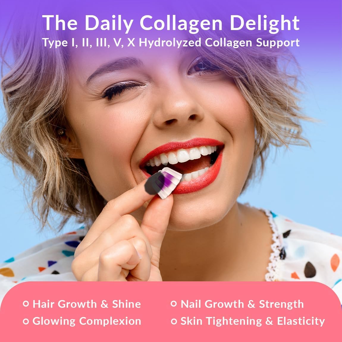 Sugar-Free Collagen Gummies for Women with Biotin Vitamin C D B12 - Hydrolyzed Collagen Peptide Supplement for Immune, Digestion, Skin, Nails, Hair