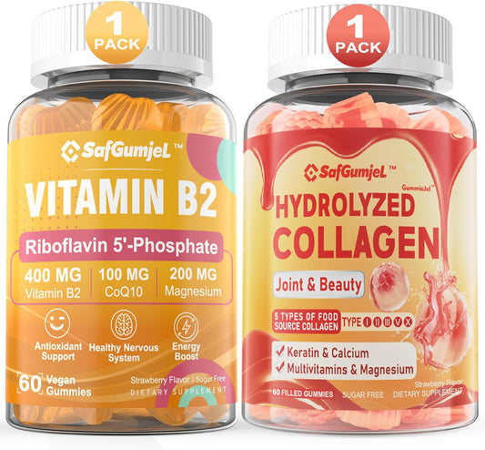 Sugar Free Collagen Peptides and Vitamin B2 Gummies by Safgumjel