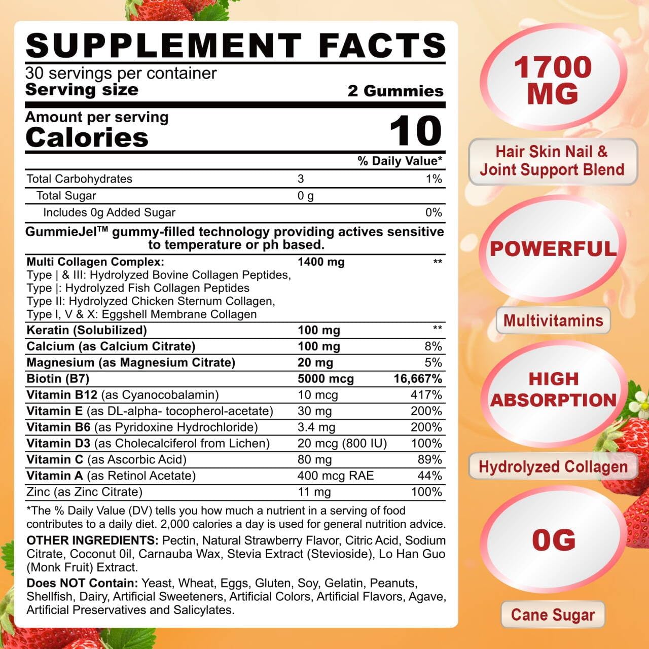 Sugar Free Collagen Peptides and Vitamin B2 Gummies by Safgumjel