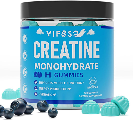 Sugar-Free Creatine Gummies with BCAA & Collagen - 120 Count for Muscle Support & Energy Boost