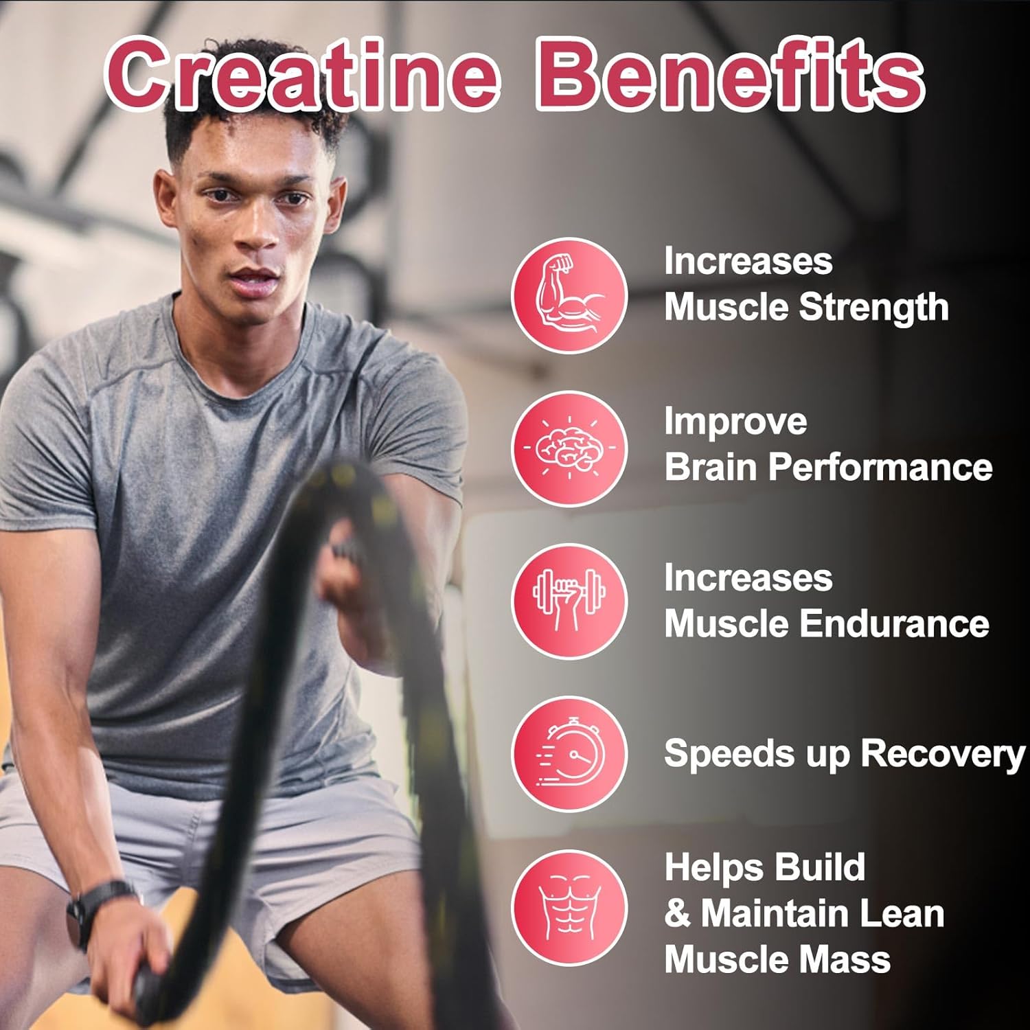 Sugar-Free Creatine Monohydrate Gummies 120 CT - 5600mg per Serving - Muscle Strength, Energy Boost - Strawberry Flavor