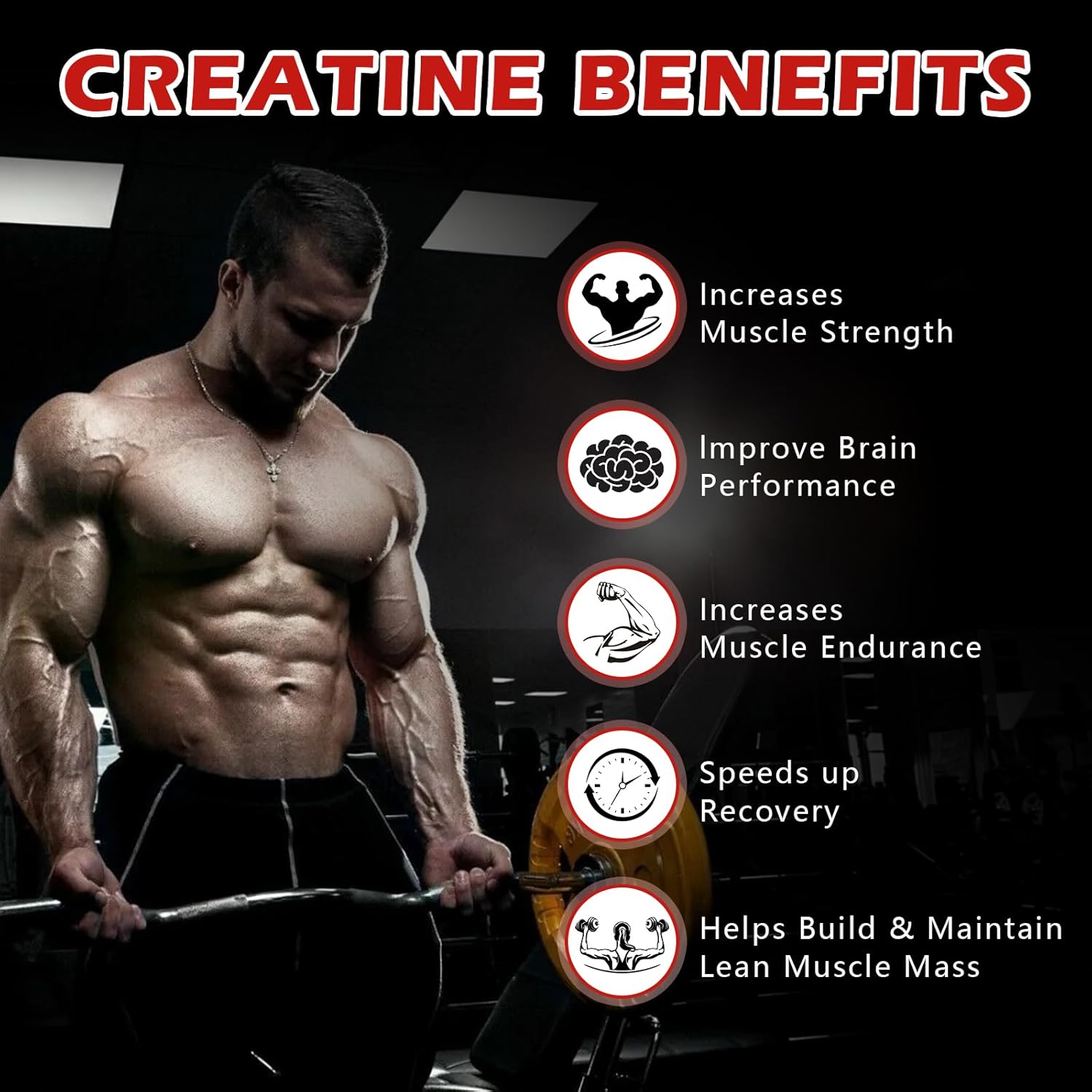 Sugar-Free Creatine Monohydrate Gummies 5000mg with L-Taurine & Vitamin B12 - Muscle Builder, Energy Boost, Pre-Workout Supplement for Men & Women - Strawberry Flavor - 120 Count
