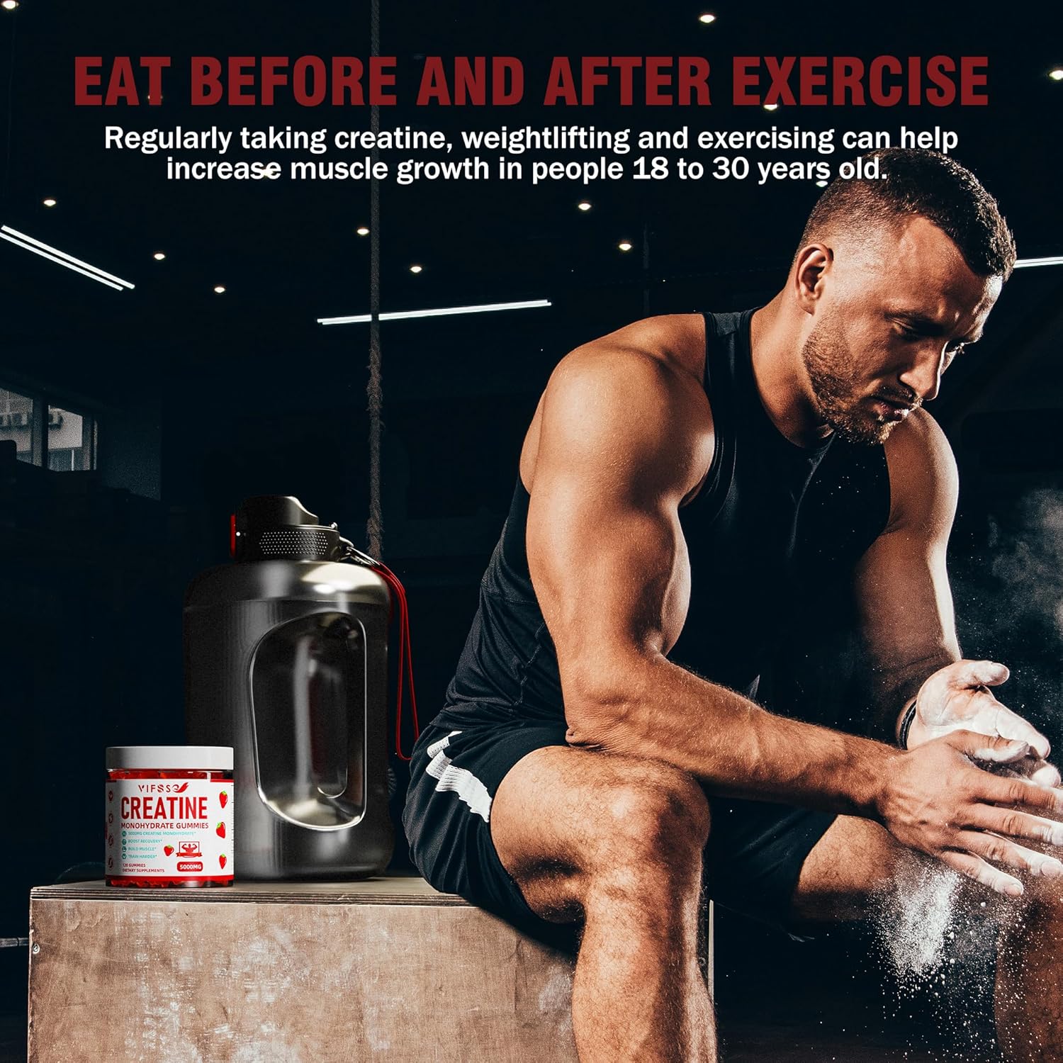 Sugar-Free Creatine Monohydrate Gummies with Magnesium Glycinate for Muscle Support - 2 Pack of 240 Gummies for Men and Women