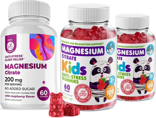 Sugar-Free Dr. Moritz Kids Magnesium Gummies - 120 & 60 Count, Calm Supplement for Children & Adults