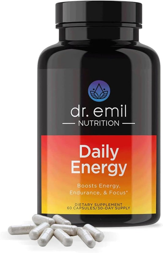Sugar-Free Energy Pills with Guarana, L-Taurine, L-Theanine - 160mg Caffeine - Boost Energy & Focus - Dr. Emil Nutrition