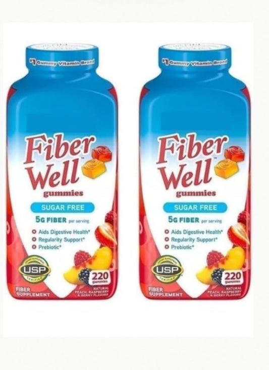 Sugar-Free Fiber Gummies Supplement Variety Pack - Peach, Strawberry, BlackBerry (2-Pack)