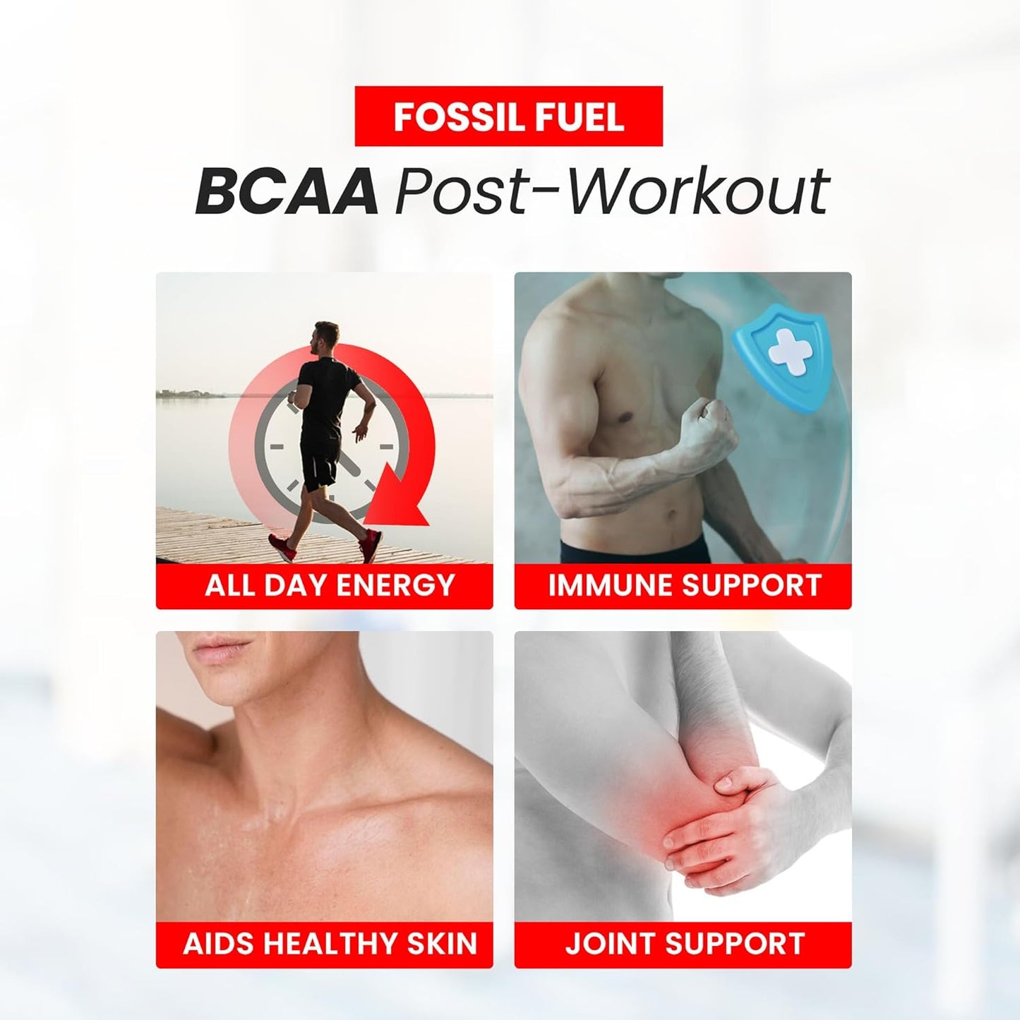 Sugar-Free Fossil Fuel BCAA Powder with Essential Amino Acids - Post-Workout Electrolytes Fruit Punch (6.8oz)